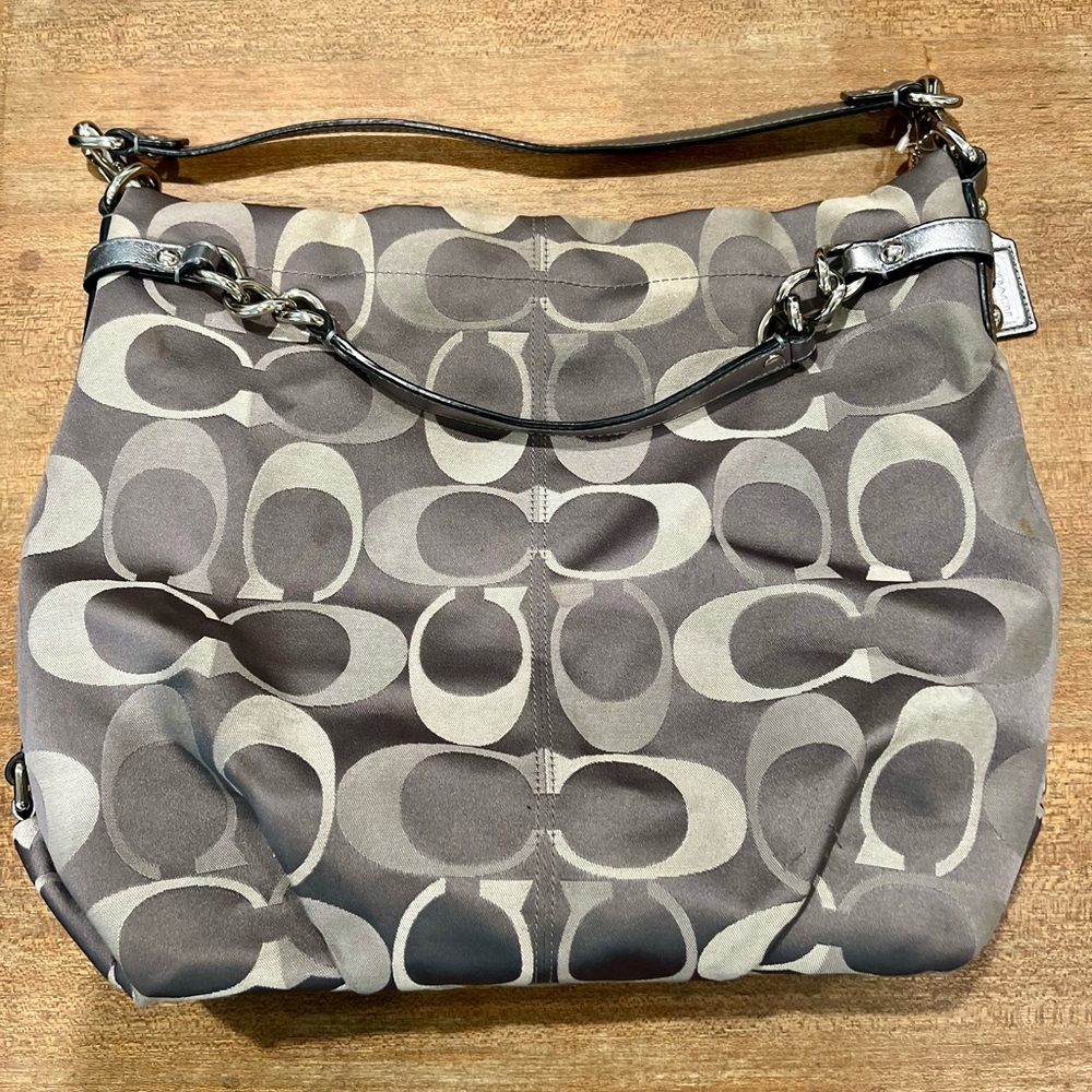 Coach Signature Logo Silver Gray Handbag